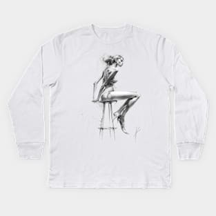 Women posing on a stool Kids Long Sleeve T-Shirt